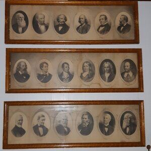 RARE **** Three old prints of American authors and poets. 1902